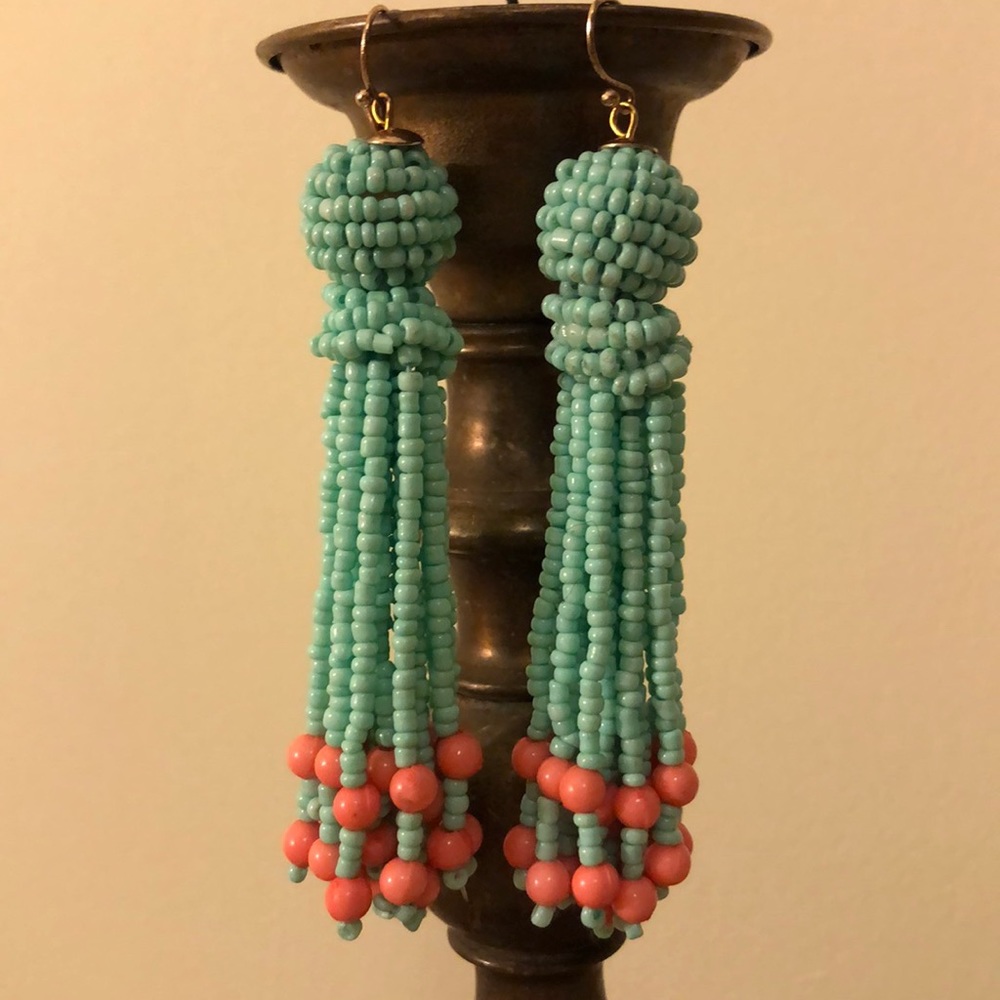 Green and pink Beaded earrings